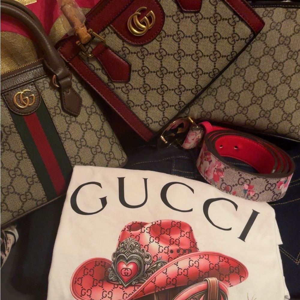 Gucci Beige and Red Monogram Collection